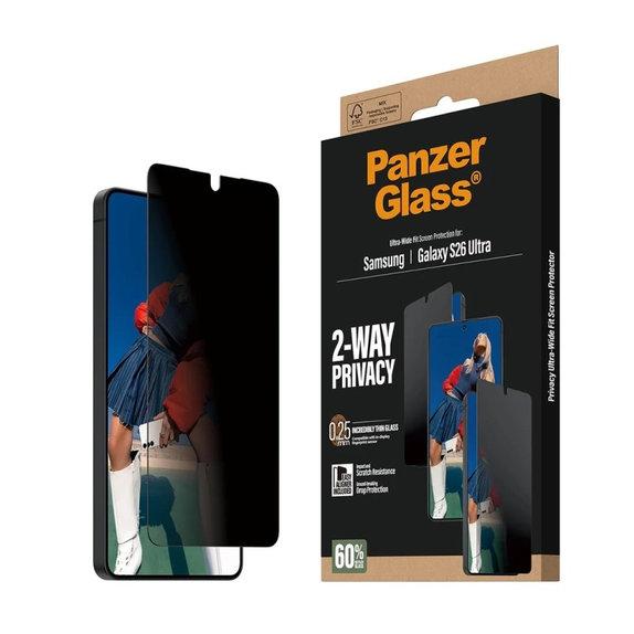 Σκληρυμένο γυαλί UWF 2-Way Privacy με εφαρμογέα για Samsung Galaxy S26 Ultra, διάφανο, clear, PanzerGlass