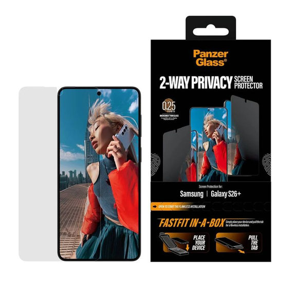 Σκληρυμένο γυαλί UWF 2-Way Privacy με FASTFIT In-A-Box για Samsung Galaxy S26+, διάφανο, clear, PanzerGlass