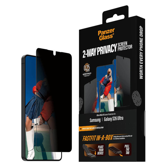 Σκληρυμένο γυαλί UWF 2-Way Privacy με FASTFIT In-A-Box για Samsung Galaxy S26 Ultra, Διάφανο, PanzerGlass