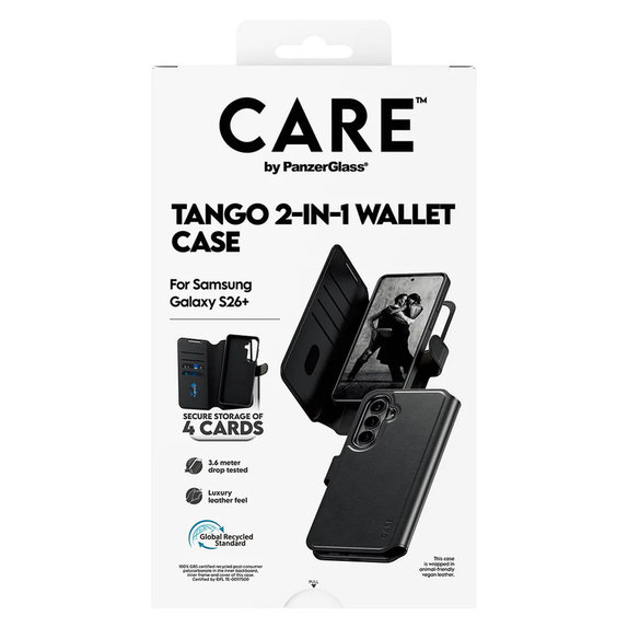 Θήκη Tango Wallet Two-In-One με QI για Samsung Galaxy S26+, Μαύρο, PanzerGlass
