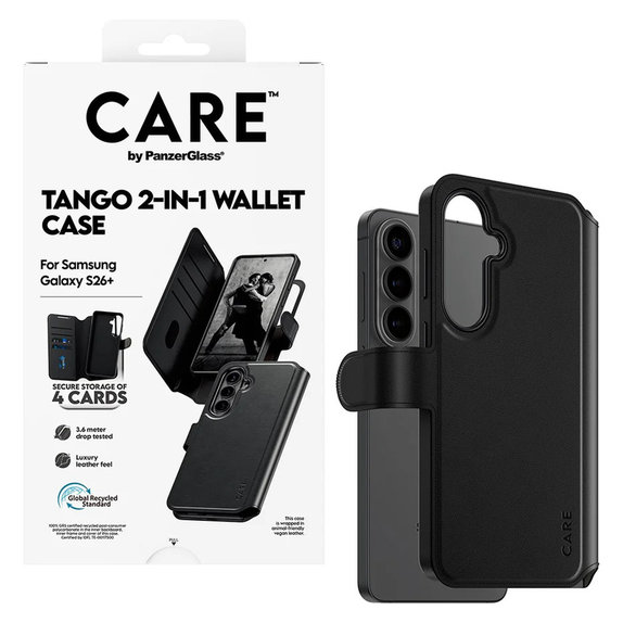 Θήκη Tango Wallet Two-In-One με QI για Samsung Galaxy S26+, Μαύρο, PanzerGlass