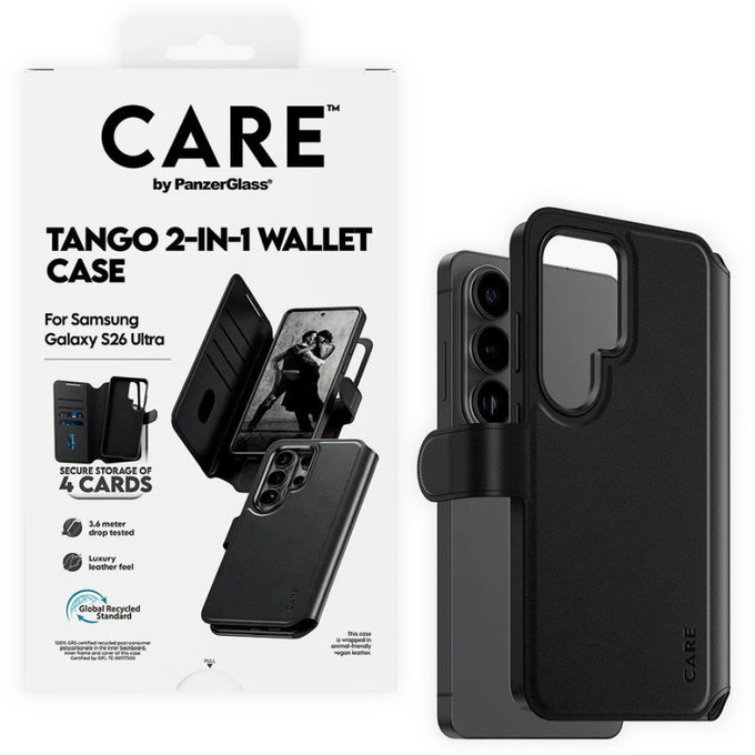 Θήκη Wallet Tango Two-In-One με QI για Samsung S26 Ultra, Μαύρο, CARE