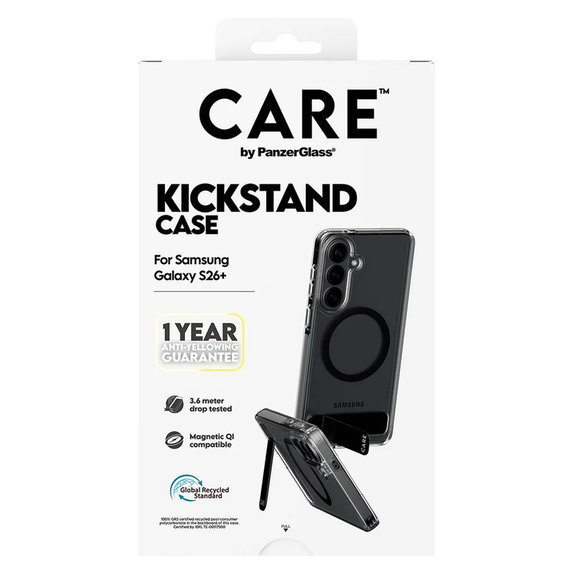 Θήκη Kickstand με μαύρο QI για Samsung Galaxy S26+, Μαύρο, PanzerGlass
