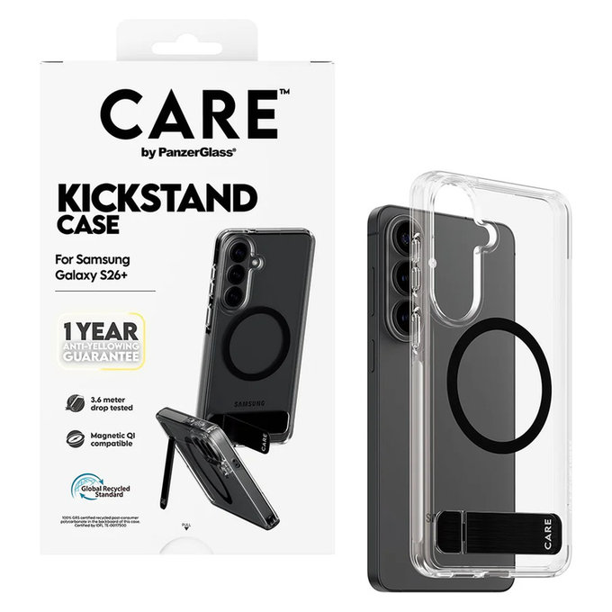 Θήκη Kickstand με μαύρο QI για Samsung Galaxy S26+, Μαύρο, PanzerGlass