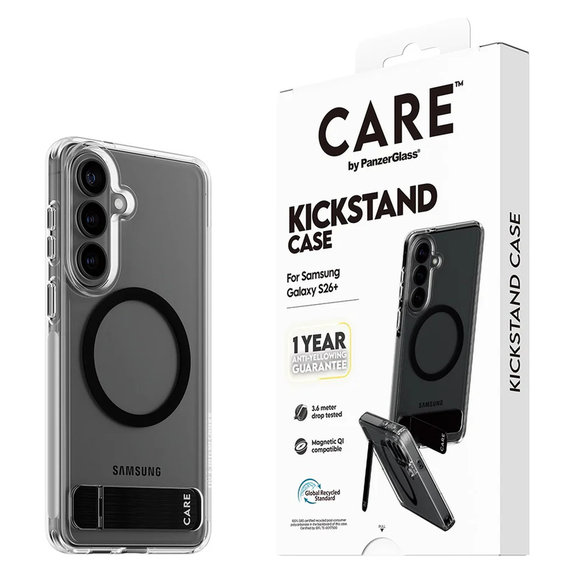 Θήκη Kickstand με μαύρο QI για Samsung Galaxy S26+, Μαύρο, PanzerGlass