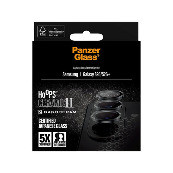 Προστατευτικό καλύμματος φακού Hoops Ceramic II για Samsung S26/S26+, Μαύρο, PanzerGlass