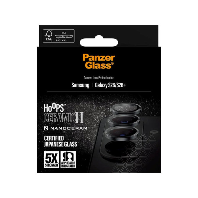 Προστατευτικό καλύμματος φακού Hoops Ceramic II για Samsung S26/S26+, Μαύρο, PanzerGlass