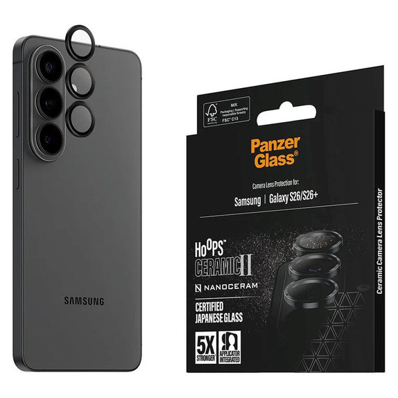 Προστατευτικό καλύμματος φακού Hoops Ceramic II για Samsung S26/S26+, Μαύρο, PanzerGlass
