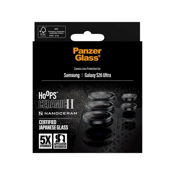Προστατευτικό καλύμματος φακού Hoops Ceramic II για Samsung S26 Ultra, Μαύρο, PanzerGlass