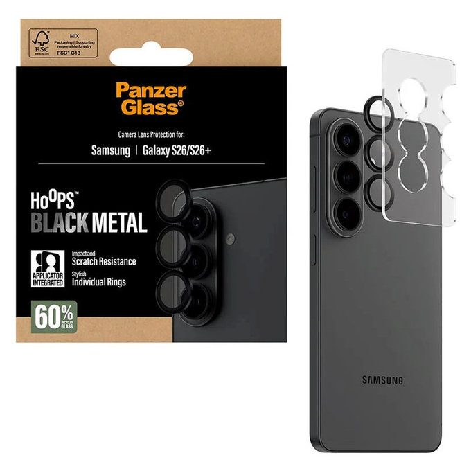 Προστατευτικό καλύμματος φακού Hoops για Samsung S26/S26+, Μαύρο, PanzerGlass