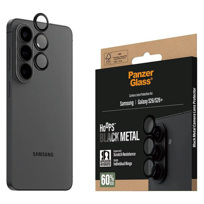 Προστατευτικό καλύμματος φακού Hoops για Samsung S26/S26+, Μαύρο, PanzerGlass