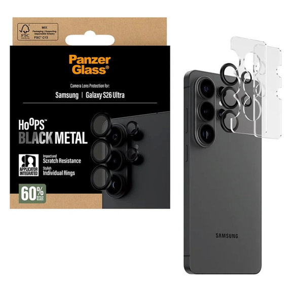 Προστατευτικό καλύμματος φακού Hoops για Samsung S26 Ultra, Μαύρο, PanzerGlass