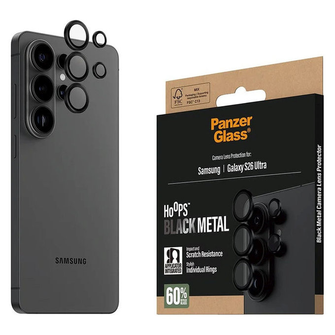 Προστατευτικό καλύμματος φακού Hoops για Samsung S26 Ultra, Μαύρο, PanzerGlass
