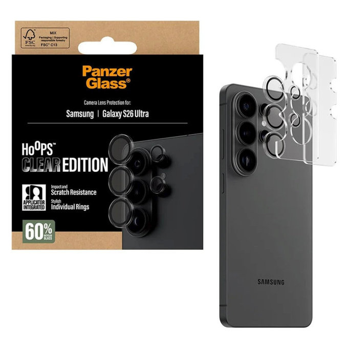 Προστατευτικό καλύμματος φακού Hoops για Samsung S26 Ultra, Διαφανές, PanzerGlass