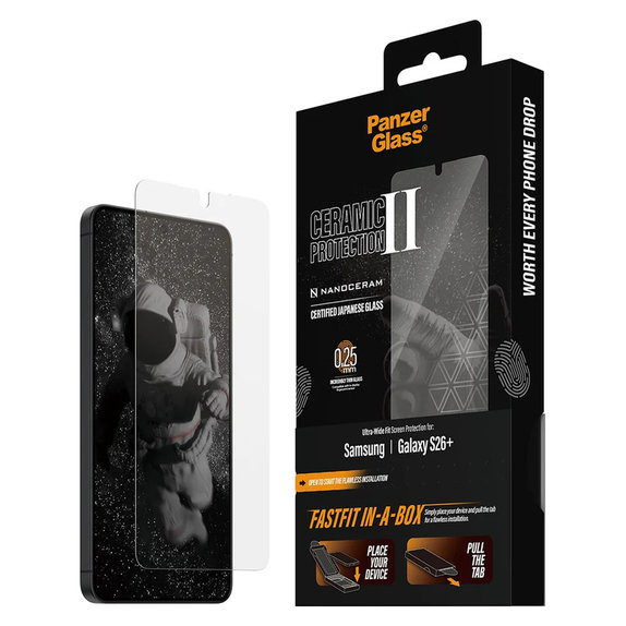 Σκληρυμένο γυαλί UWF Ceramic με FASTFIT In-A-Box για Samsung Galaxy S26+, Διάφανο, PanzerGlass