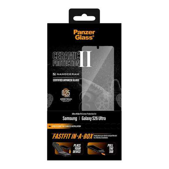 Σκληρυμένο γυαλί UWF Ceramic με FASTFIT In-A-Box για Samsung S26 Ultra, Διαφανές, PanzerGlass
