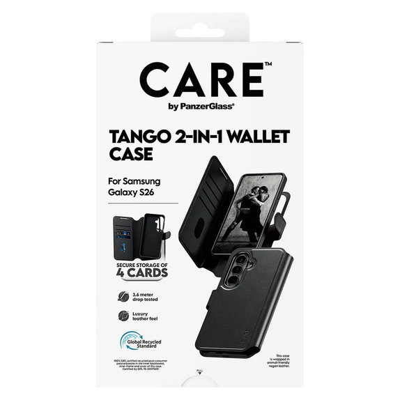 Θήκη Tango Wallet Two-In-One με QI για Samsung Galaxy S26, Μαύρο, PanzerGlass