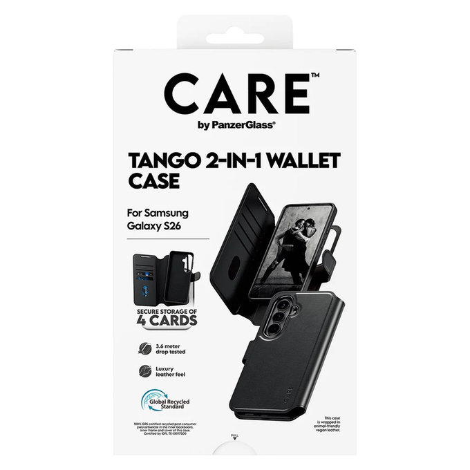 Θήκη Tango Wallet Two-In-One με QI για Samsung Galaxy S26, Μαύρο, PanzerGlass