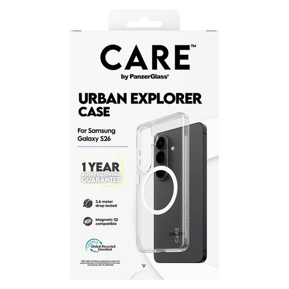 Θήκη Urban Explorer με λευκό QI για Samsung Galaxy S26, Διάφανο, PanzerGlass