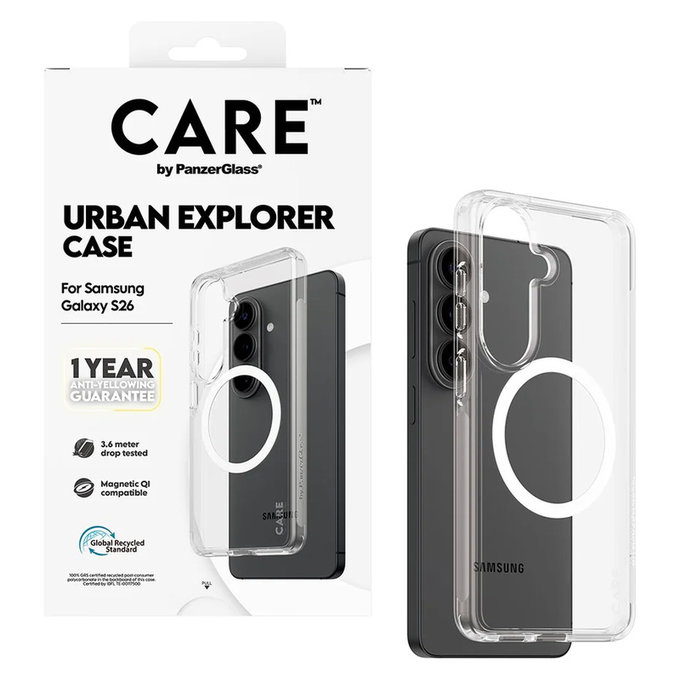 Θήκη Urban Explorer με λευκό QI για Samsung Galaxy S26, Διάφανο, PanzerGlass