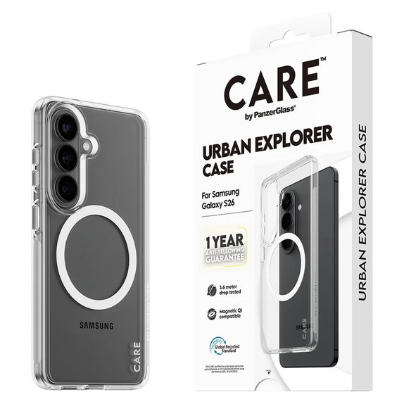 Θήκη Urban Explorer με λευκό QI για Samsung Galaxy S26, Διάφανο, PanzerGlass