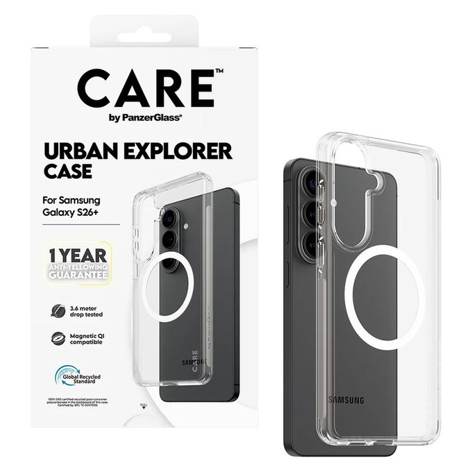 Θήκη Urban Explorer με λευκό QI για Samsung Galaxy S26+, Διάφανο, PanzerGlass