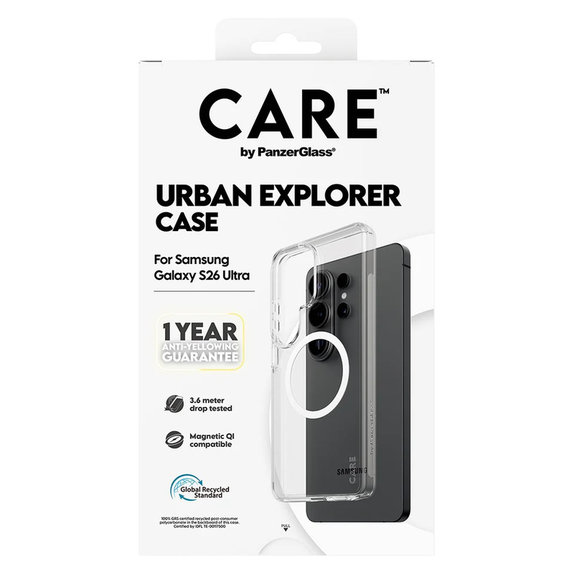 Θήκη Urban Explorer με λευκό QI για Samsung Galaxy S26 Ultra, Διάφανο, PanzerGlass