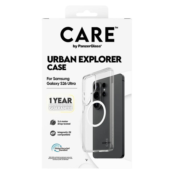 Θήκη Urban Explorer με λευκό QI για Samsung Galaxy S26 Ultra, Διάφανο, PanzerGlass