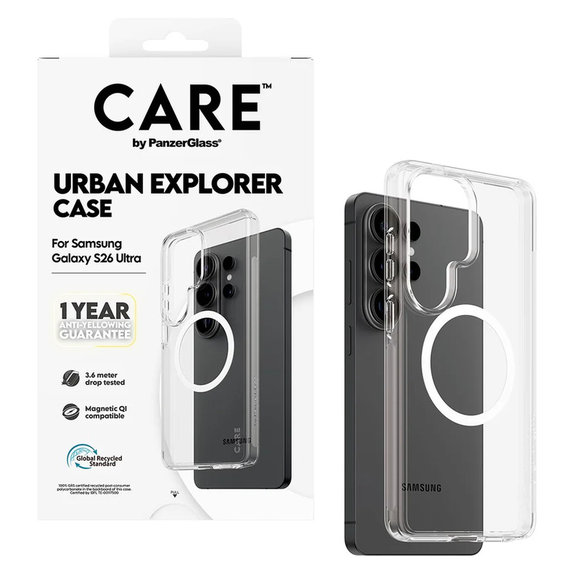 Θήκη Urban Explorer με λευκό QI για Samsung Galaxy S26 Ultra, Διάφανο, PanzerGlass