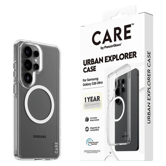 Θήκη Urban Explorer με λευκό QI για Samsung Galaxy S26 Ultra, Διάφανο, PanzerGlass