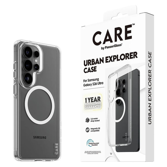Θήκη Urban Explorer με λευκό QI για Samsung Galaxy S26 Ultra, Διάφανο, PanzerGlass