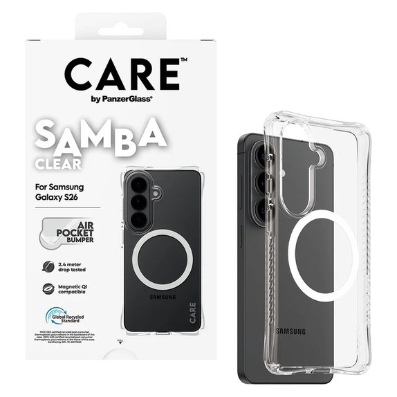 Θήκη Samba με λευκό QI για Samsung Galaxy S26, Διάφανο, PanzerGlass