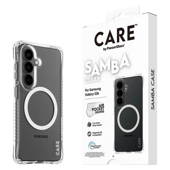 Θήκη Samba με λευκό QI για Samsung Galaxy S26, Διάφανο, PanzerGlass