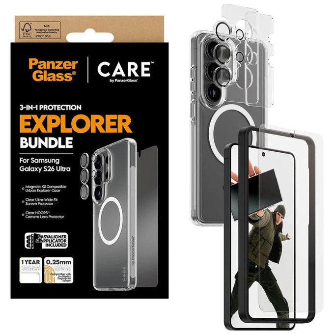 Bundle 3 σε 1 Explorer για Samsung S26 Ultra, PanzerGlass
