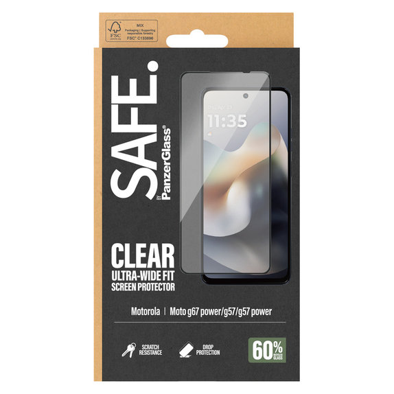 Σκληρυμένο γυαλί UWF για Motorola Moto G57 Power 5G, Μαύρο, SAFE by PanzerGlass