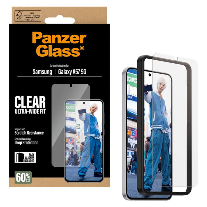 Σκληρυμένο γυαλί UWF με εφαρμογέα για Samsung Galaxy A57, διάφανο, clear, PanzerGlass