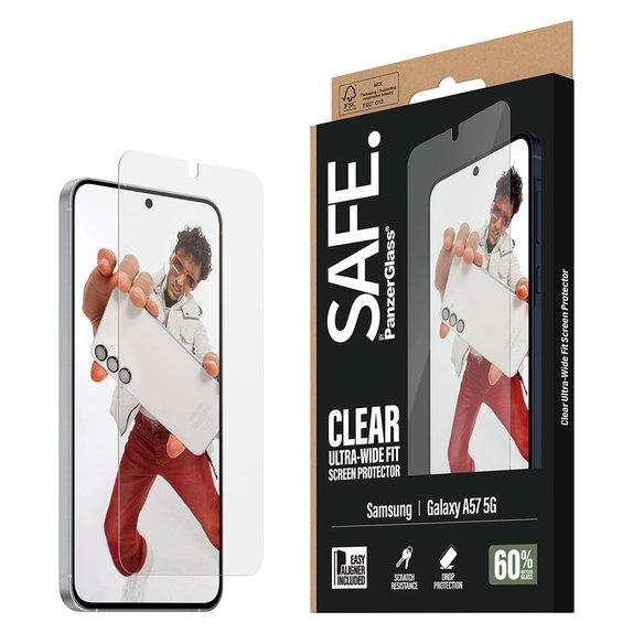 Σκληρυμένο γυαλί UWF με εφαρμογέα για Samsung Galaxy A57, Διάφανο, SAFE by PanzerGlass