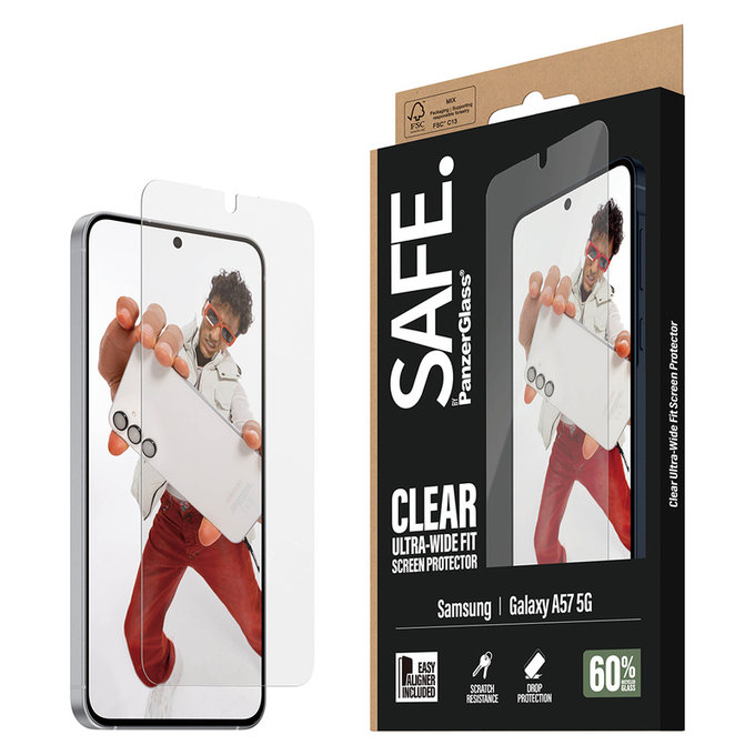 Σκληρυμένο γυαλί UWF με εφαρμογέα για Samsung Galaxy A57, Διάφανο, SAFE by PanzerGlass