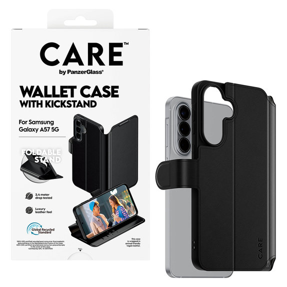 Θήκη Wallet Kickstand για Samsung Galaxy A57, Μαύρο, PanzerGlass