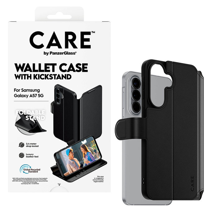 Θήκη Wallet Kickstand για Samsung Galaxy A57, Μαύρο, PanzerGlass