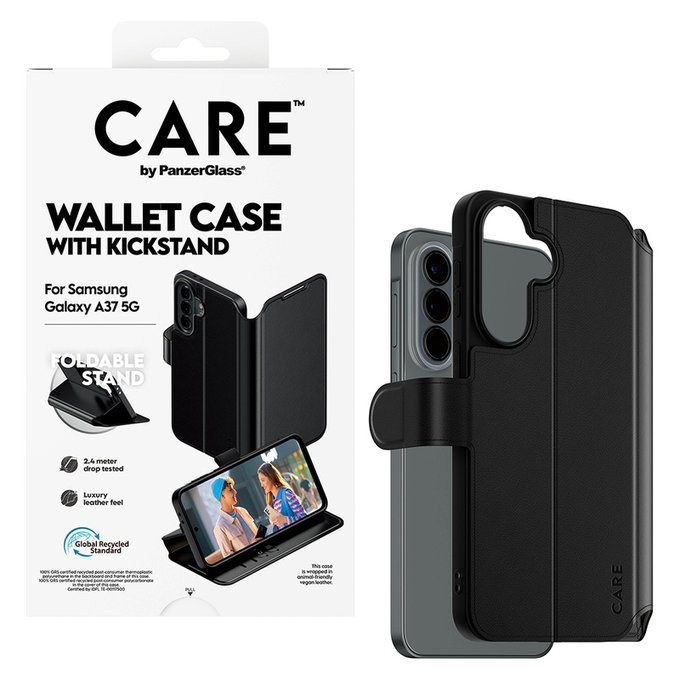 Θήκη Wallet Kickstand για Samsung Galaxy A37, Μαύρο, PanzerGlass