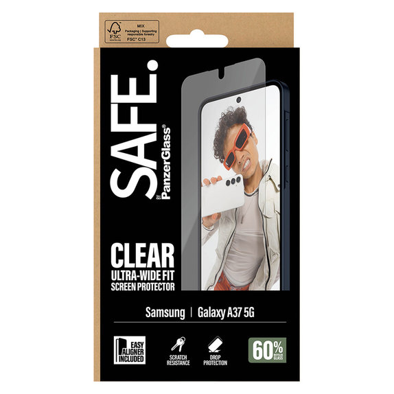 Σκληρυμένο γυαλί UWF με εφαρμογέα για Samsung Galaxy A37, Διάφανο, SAFE by PanzerGlass