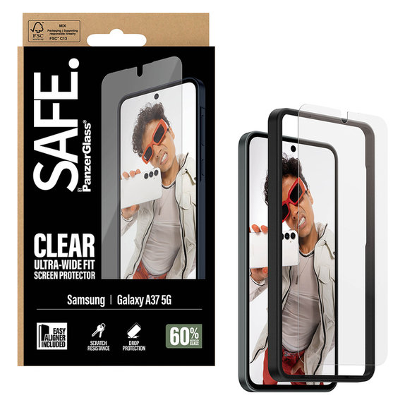 Σκληρυμένο γυαλί UWF με εφαρμογέα για Samsung Galaxy A37, Διάφανο, SAFE by PanzerGlass