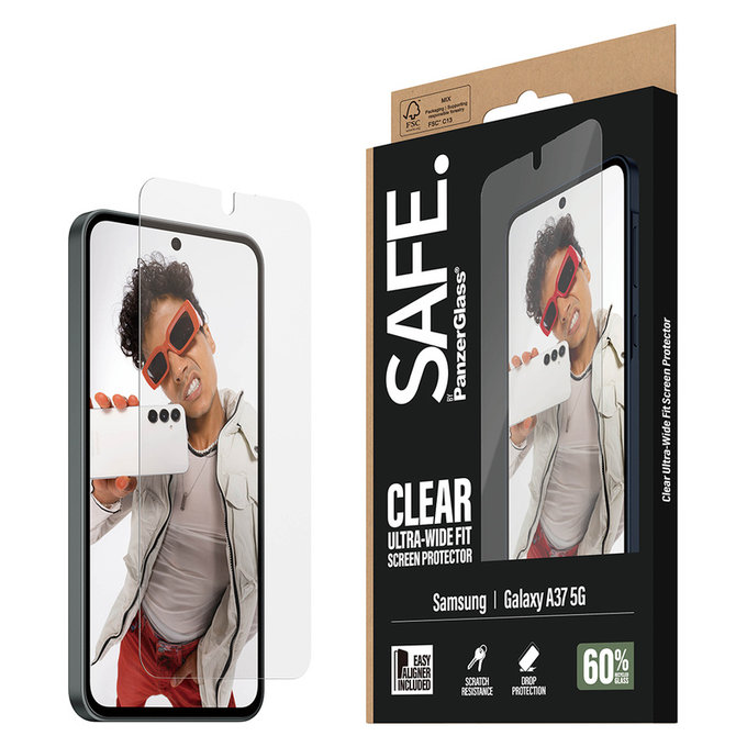 Σκληρυμένο γυαλί UWF με εφαρμογέα για Samsung Galaxy A37, Διάφανο, SAFE by PanzerGlass