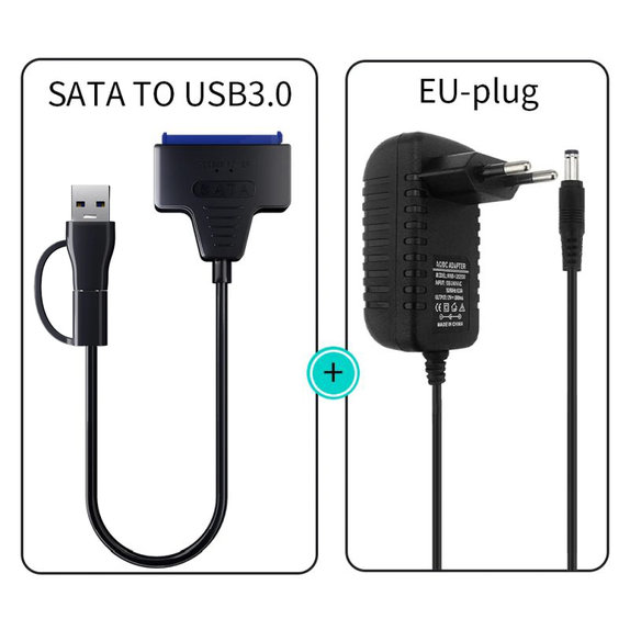Αντάπτορας USB 3.0 / USB-C σε SATA για HDD/SSD 2.5" και 3.5", με τροφοδοτικό