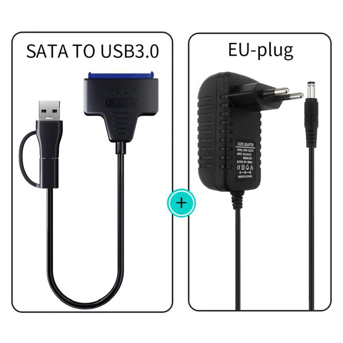 Αντάπτορας USB 3.0 / USB-C σε SATA για HDD/SSD 2.5" και 3.5", με τροφοδοτικό