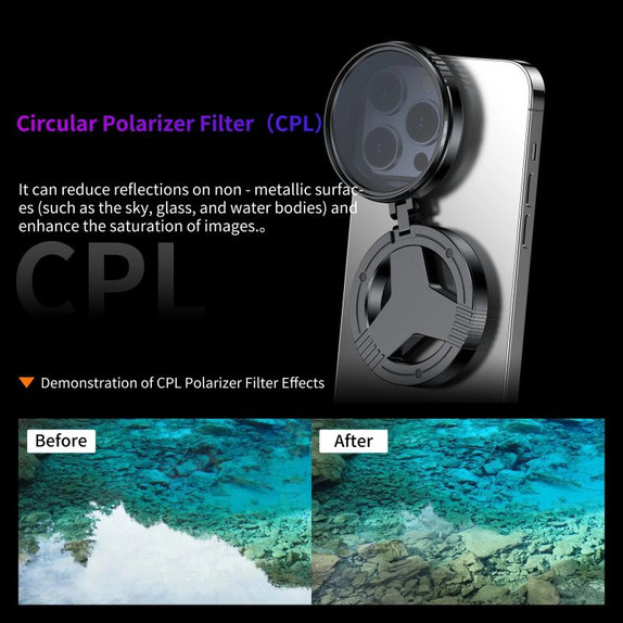 Πολωτικό φίλτρο CPL 52mm με μαγνητική βάση για smartphone