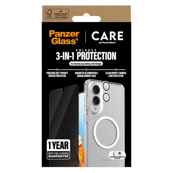 Bundle 3 σε 1 Privacy για Samsung Galaxy S25 Edge, PanzerGlass