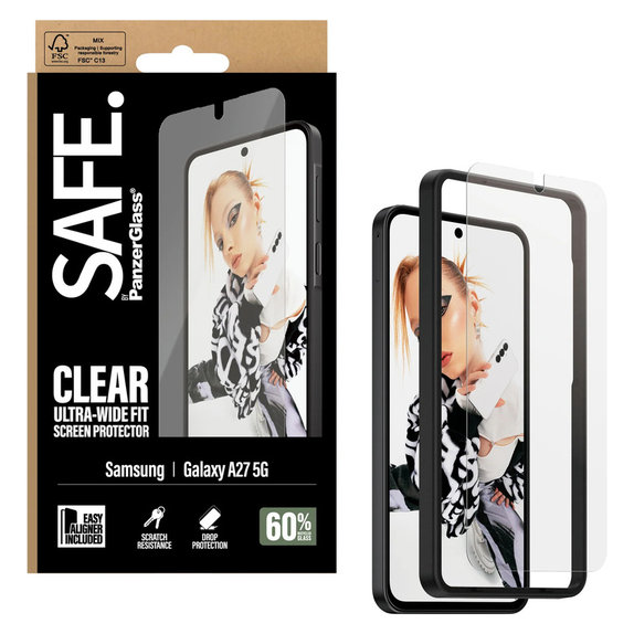 Σκληρυμένο γυαλί UWF με εφαρμογέα για Samsung Galaxy A27, Διάφανο, SAFE by PanzerGlass