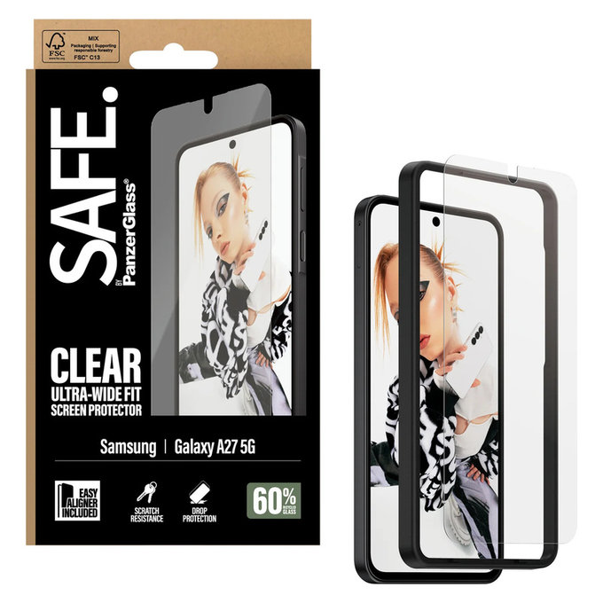 Σκληρυμένο γυαλί UWF με εφαρμογέα για Samsung Galaxy A27, Διάφανο, SAFE by PanzerGlass